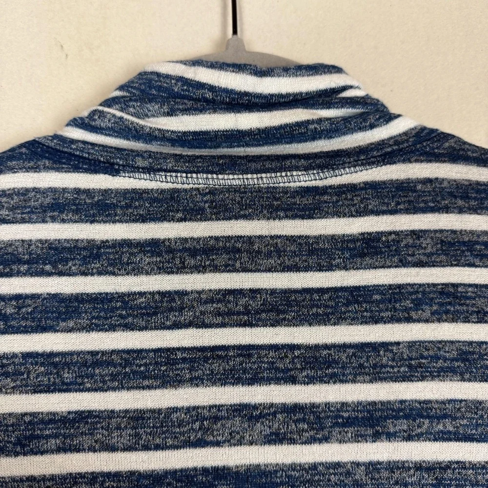 Banana Republic Sweater Womens XS Blue White Stripe Cowl Neck Knit Pullover